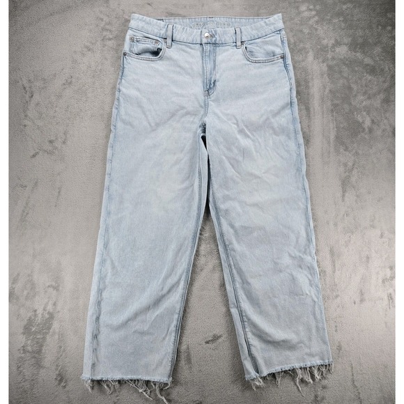 American Eagle By Payless Denim - American Eagle Curvy Stovepipe Jeans Womens 12 Regular Light Wash Wide Raw Hem